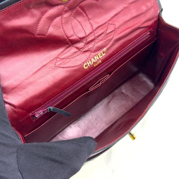 Authentic CHANEL CC Paris Limited Double Flap Lambskin Matelasse Chain Bag Black - Picture 9 of 11